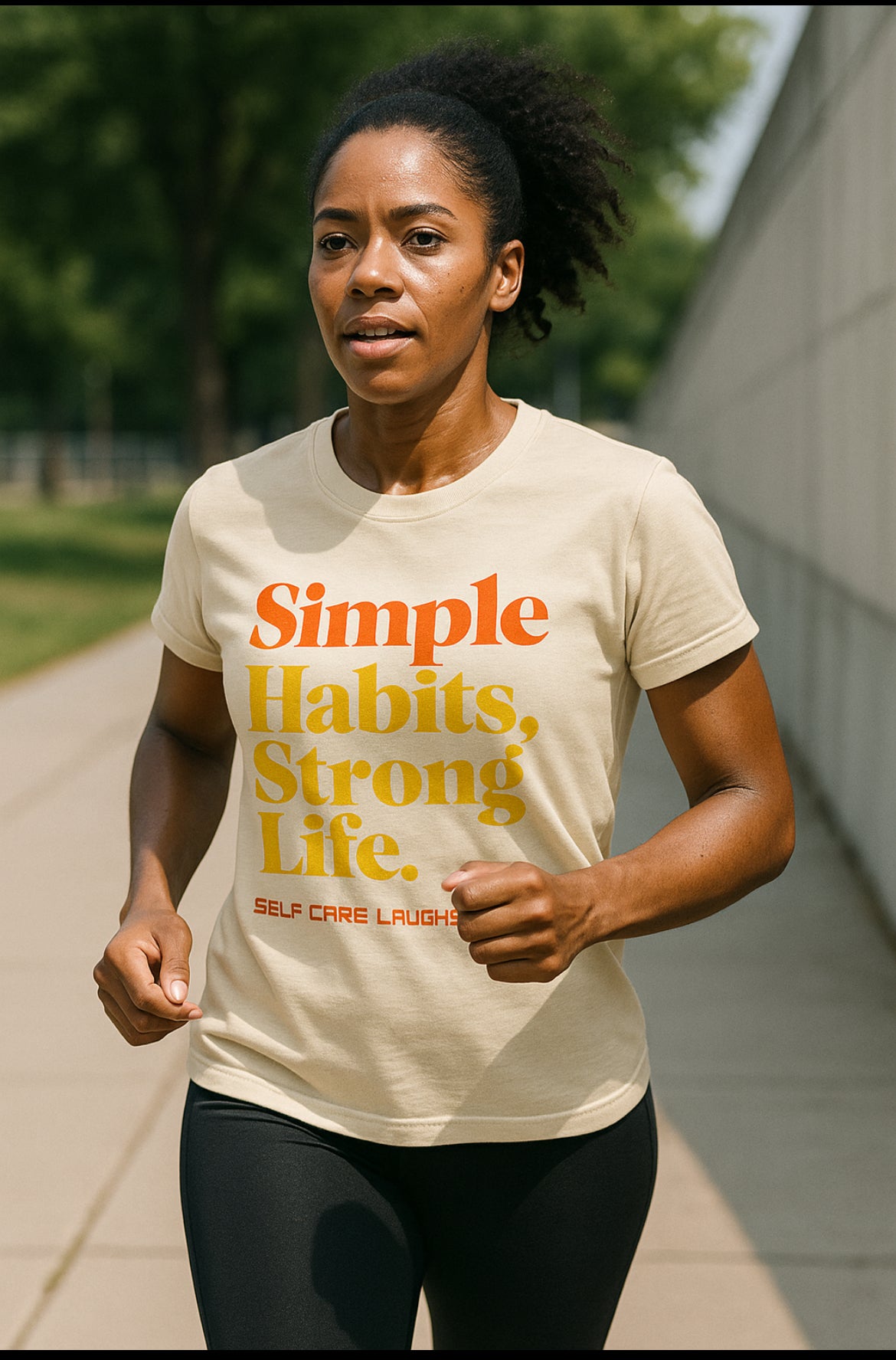 Simple Habits, Strong Life motivational Tee with 6 Essential element listed on the back