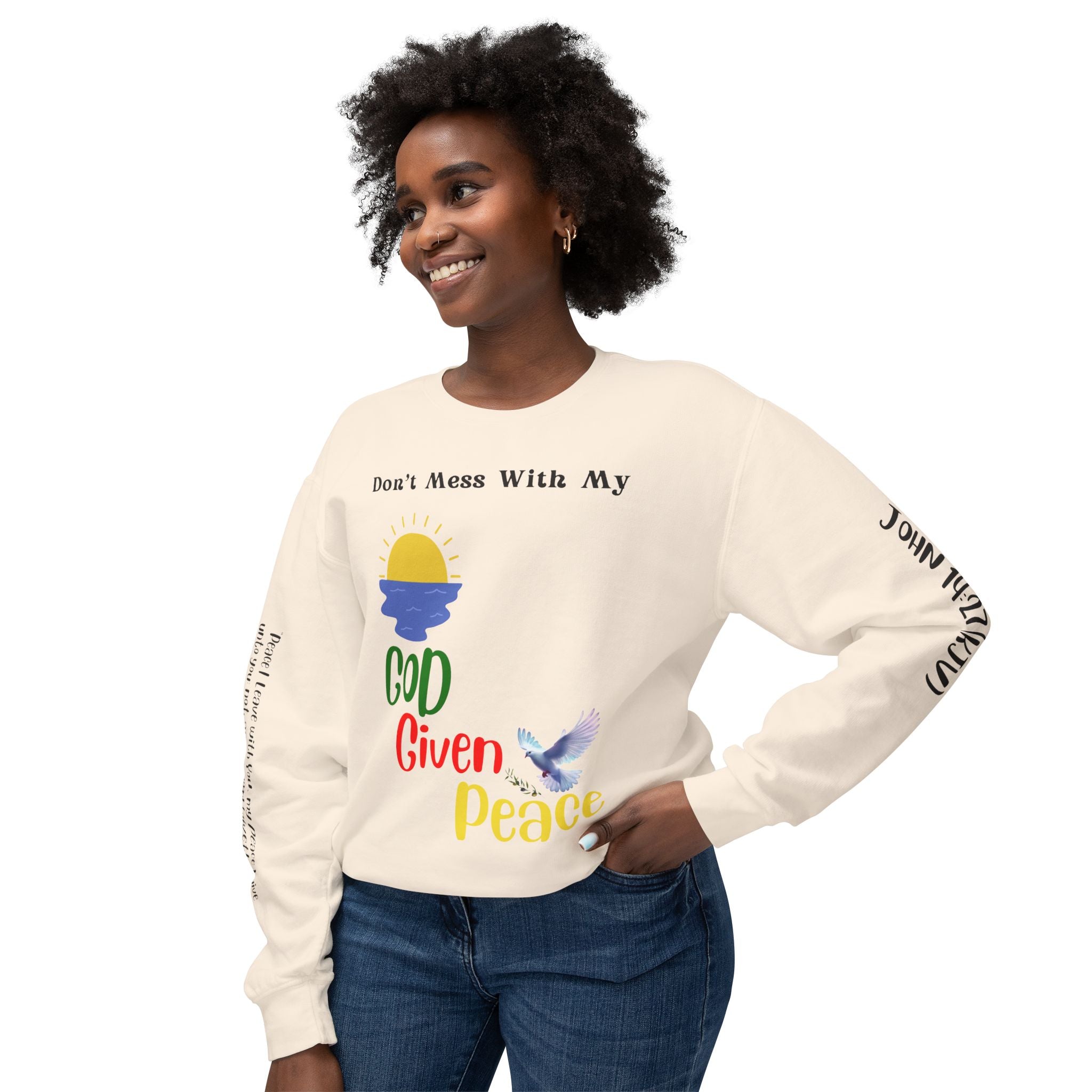 Spiritual Sweatshirt with Bible Verse on Sleeve