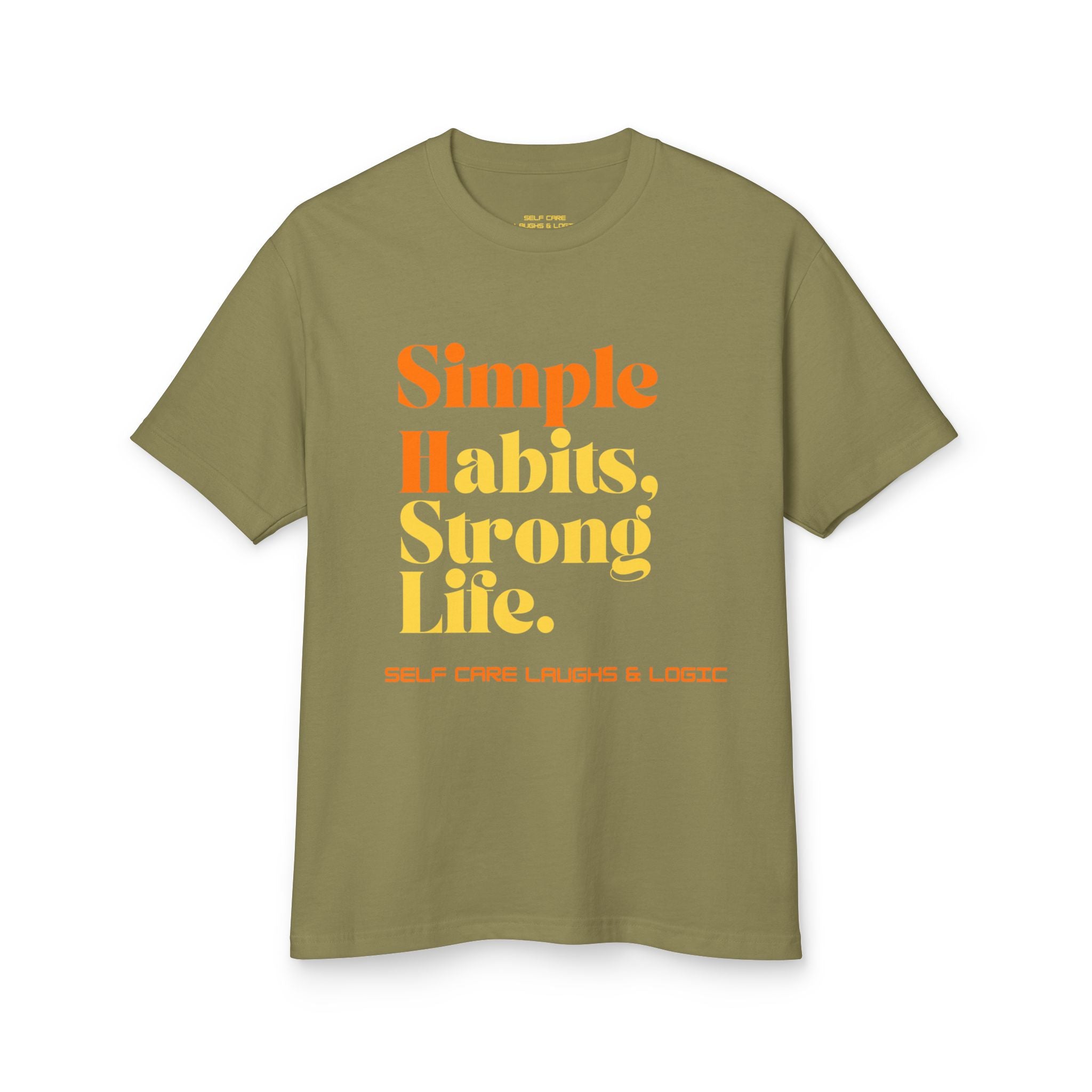 Simple Habits, Strong Life Tee with 6 Essential element listed