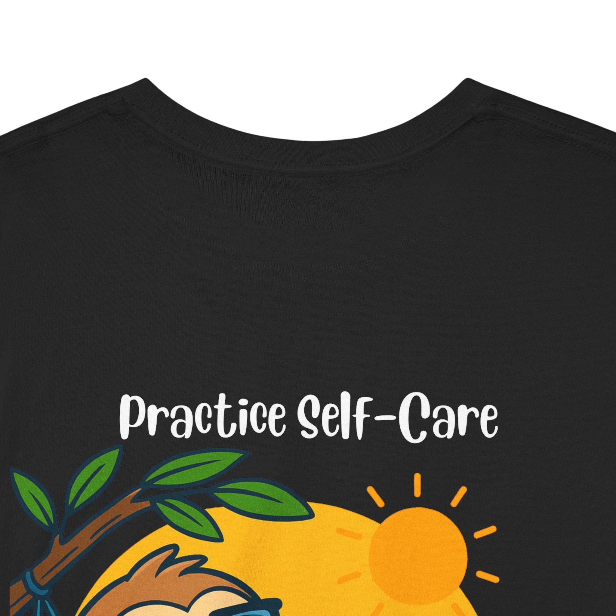 Funny Self Care shirt with cartoon character sipping a drink ad the quote "Practice Self-Care, Because Therapy is Expensive"