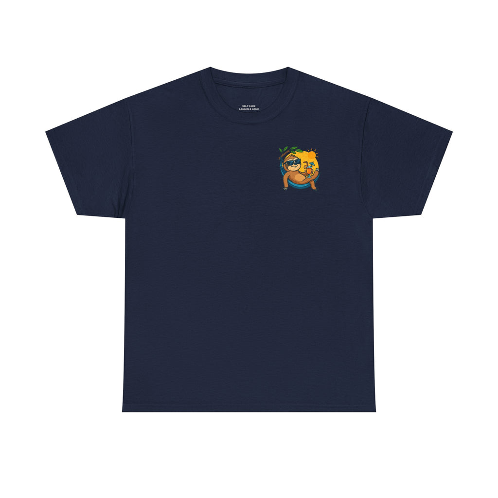 Funny Self Care shirt with cartoon character sipping a drink ad the quote "Practice Self-Care, Because Therapy is Expensive"