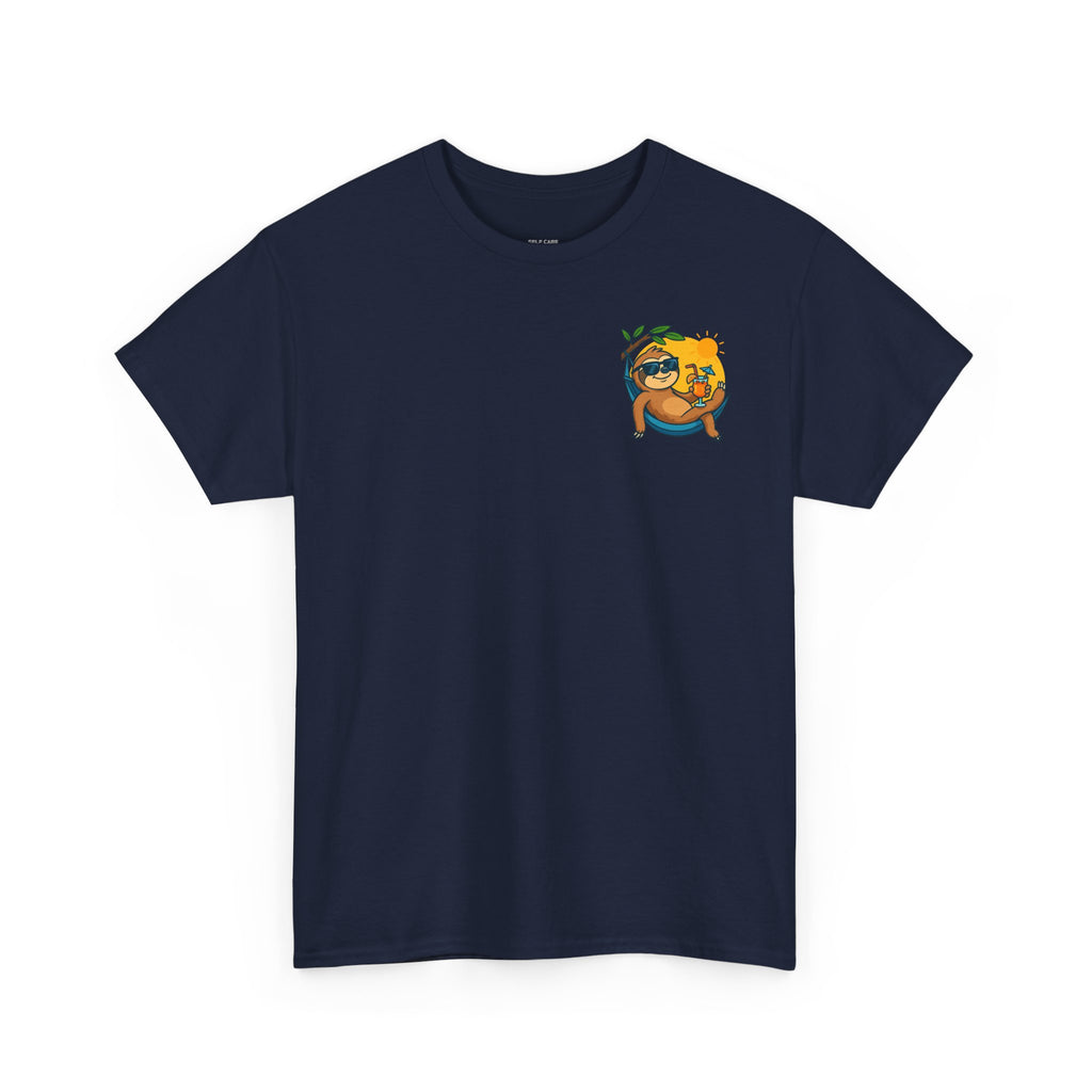 Funny Self Care shirt with cartoon character sipping a drink ad the quote "Practice Self-Care, Because Therapy is Expensive"